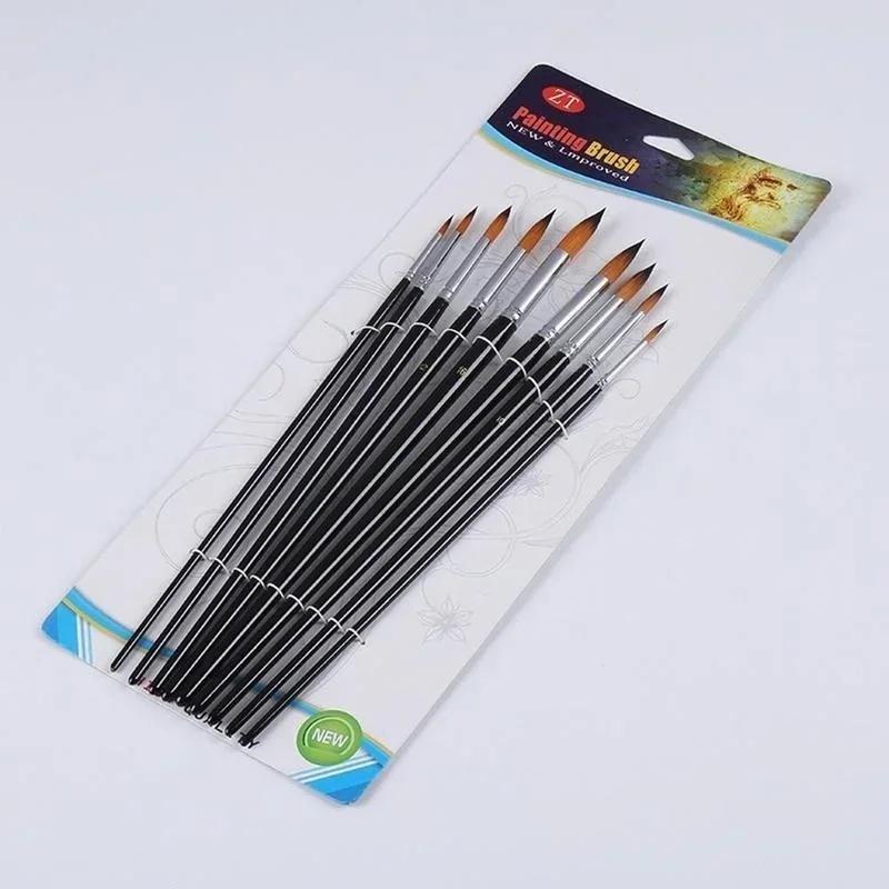 9pcs Long Handle Nylon Watercolor Brush Acrylic Painting Brushes Gouache Pen Pintura Art Supplies Artist Accessories Stationery