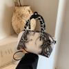 Vintage Fashion Snake Pattern Handbag With Zipper Closure And Polyester Lining For Casual Outings
