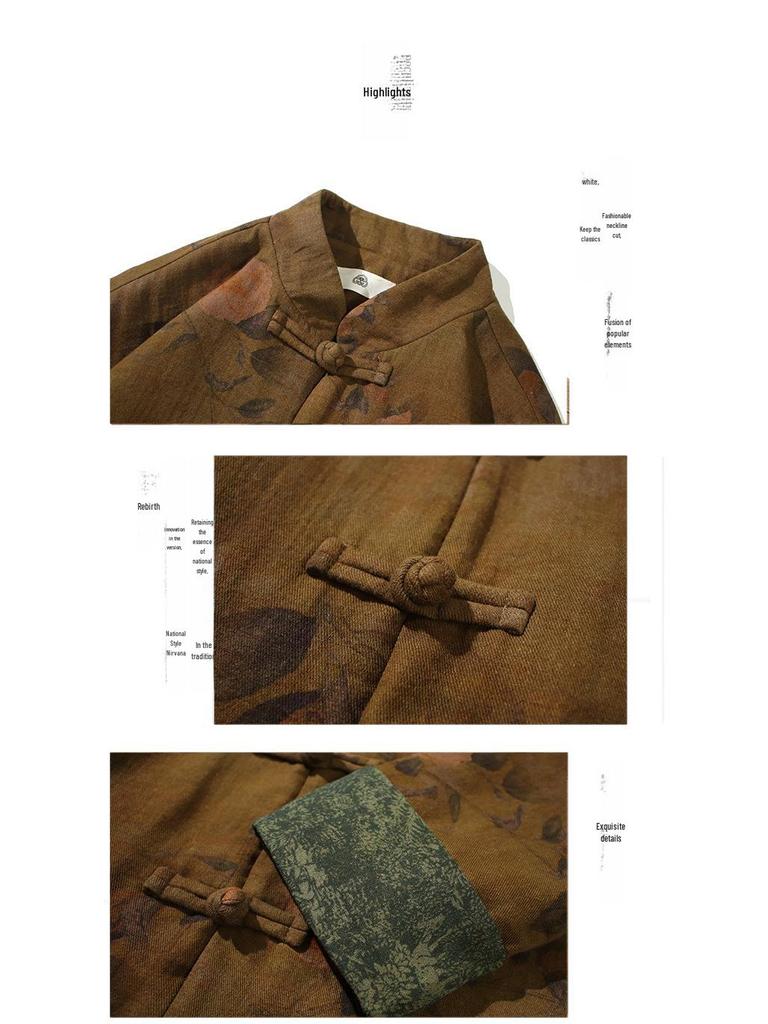 Men's Chinese Style Jacket - Spring/Autumn Hanfu Tea Suit, Zhongshan Suit, Stand-Up Collar Tang Jacket