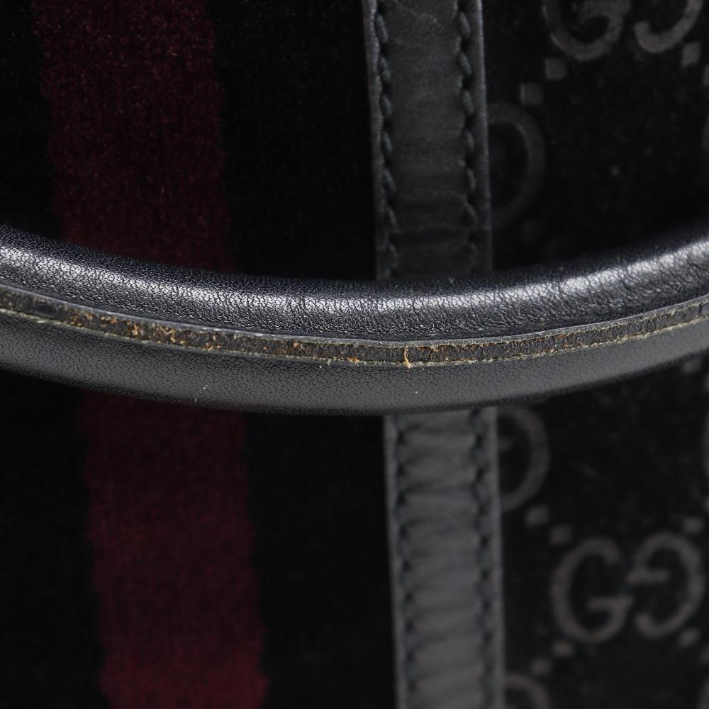 GUCCI GG Shelly line Tote Bag 162160 black Suede unisex Used