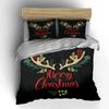 Merry Christmas Antlers Print Bedding Duvet Cover Set Duvet Cover Pillowcases  (1*Duvet Cover 2*Pillowcases, Without Duvet Insert)
