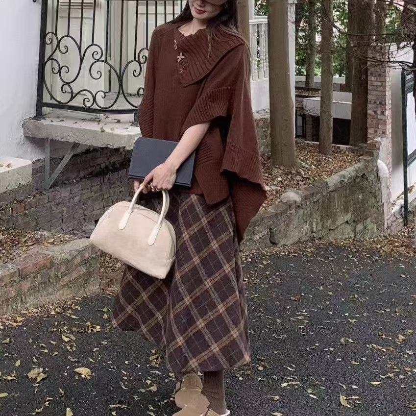 Women's Autumn and Winter Office Set Thickened Dress + Top 2 Piece Set