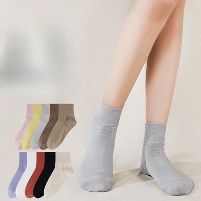 Frühlings- und Sommer-Damensocken aus reiner Baumwolle, mittellang, einfarbig, schweißabsorbierend und geruchshemmend, lässig, für Studenten, Sport, Damen