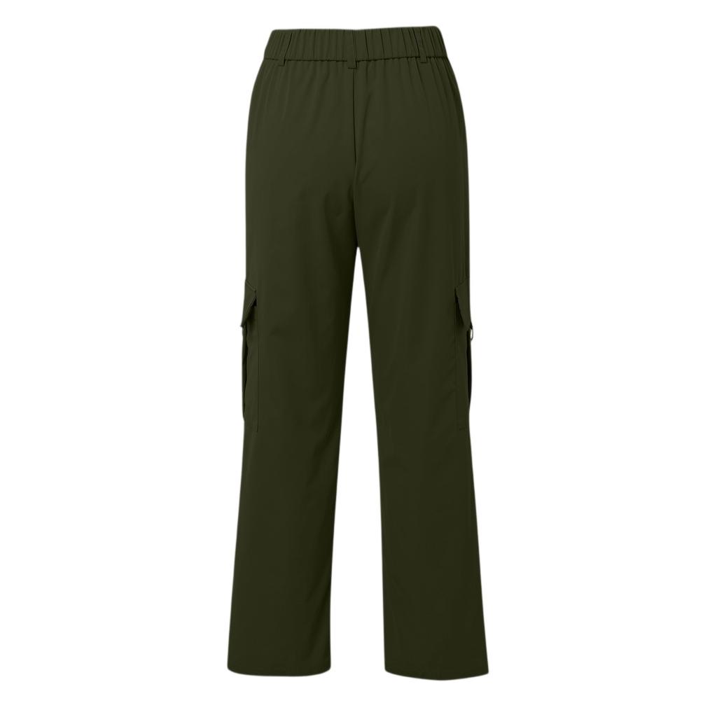Women's Casual Lightweight Hiking Pants High Waist Beltless Straight Leg Loose 4 Pockets  Cargo Pants