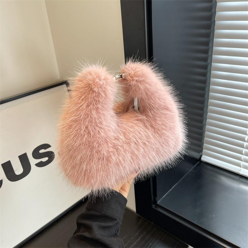 Ielgy Autumn Winter Plush Bag All-Match Cross-Body Shoulder Portable Plush Bag