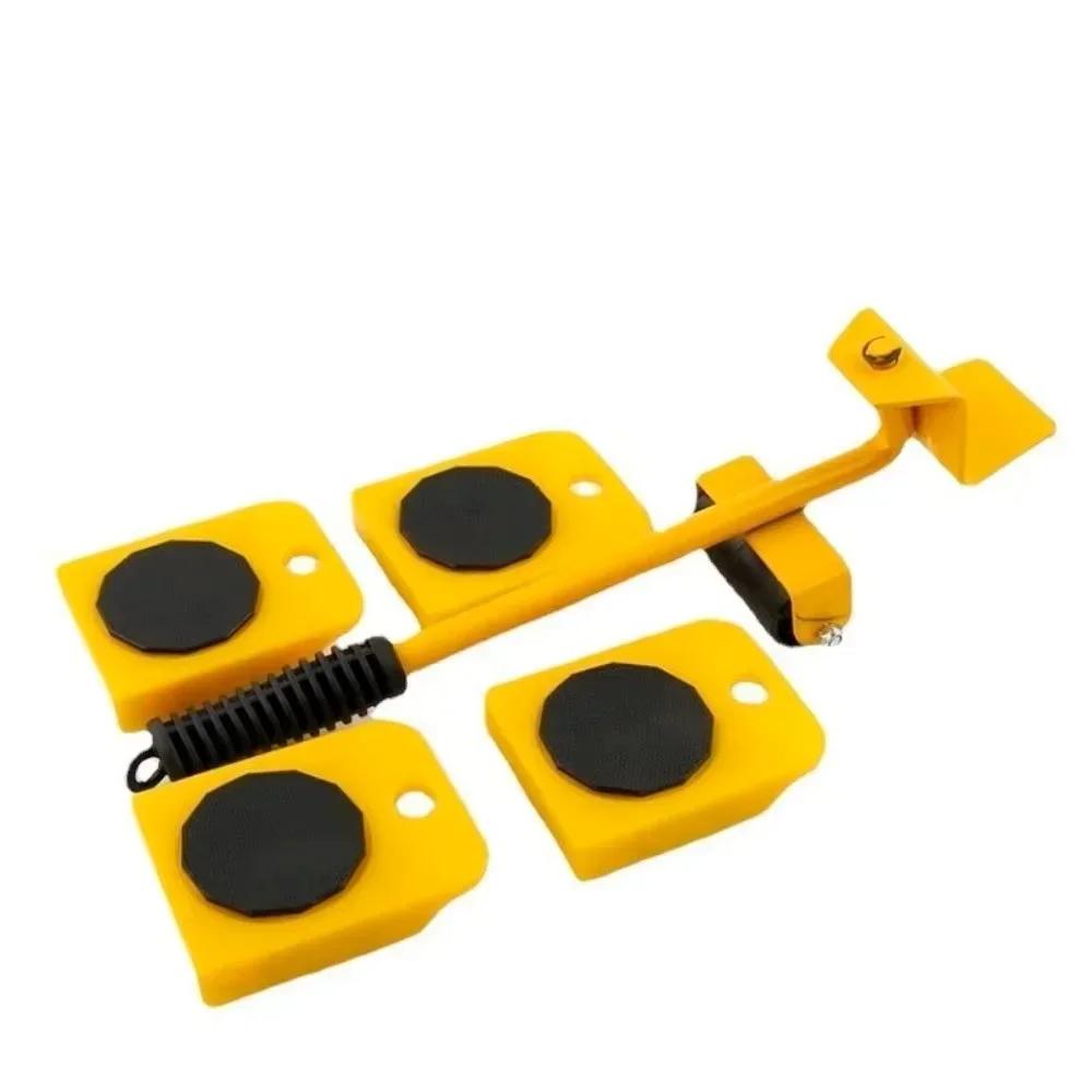 

5Pcs/Set Heavy Duty Furniture Lifter Mover Roller Wheel Bar Moving Device Lifting Helper Furniture Moving Transport Tool жовтий