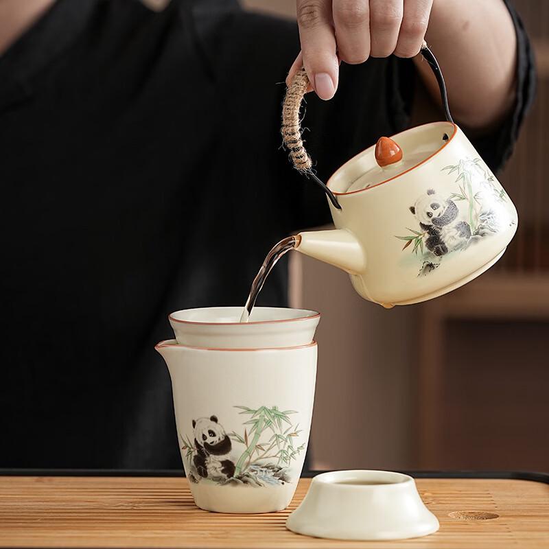 Zhuchuang Jingpin Ru Kiln Panda Tea Set