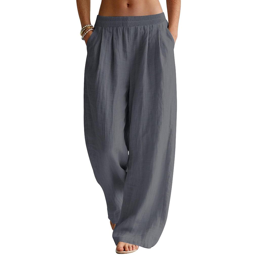Women's Casual And Fashionable Color Loose Pants With Pocketes