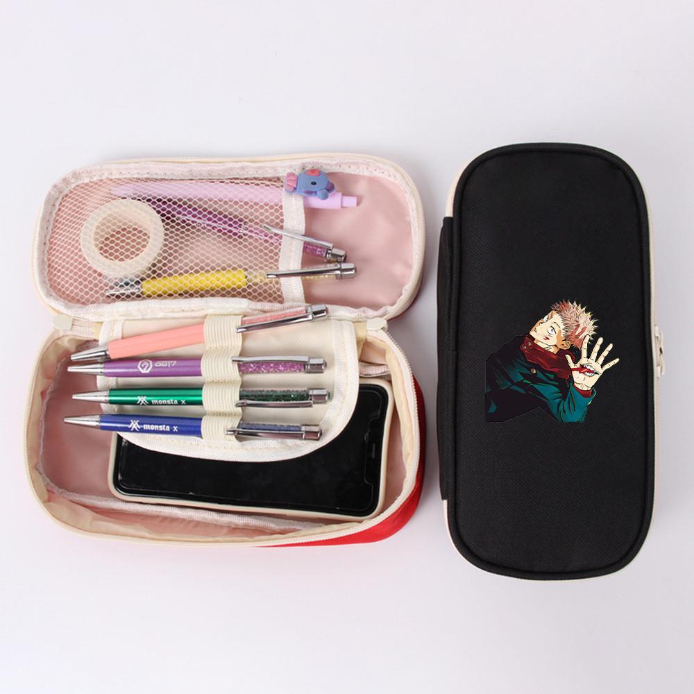 Jujutsu Kaisen Pen Bag Canvas Storage Pouch With Zipper For Students And Collectors