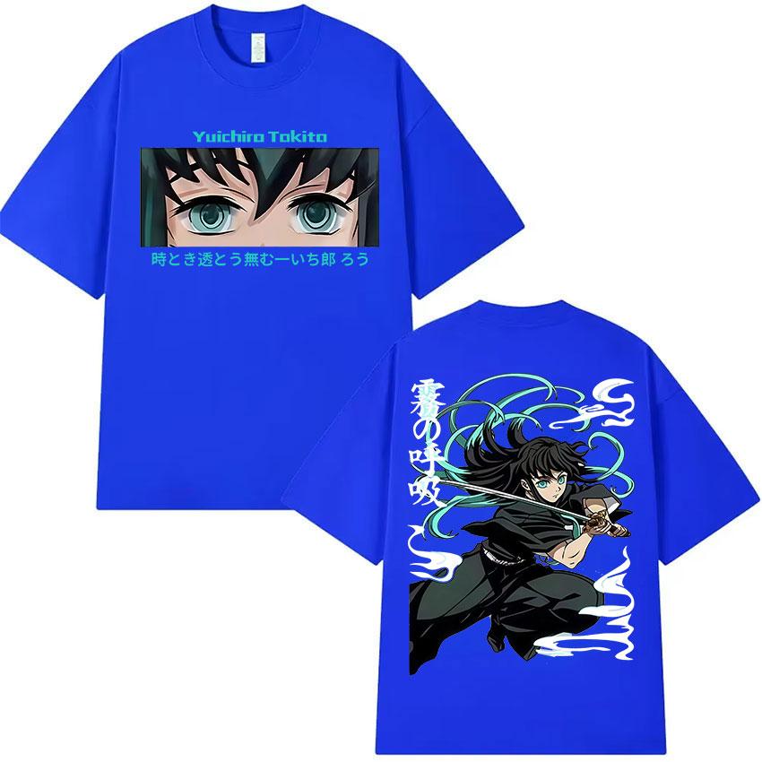 Anime Muichiro Tokito Graphic T Shirt Mens Women Clothing Summer O-Neck T-Shirt Y2K Vintage Oversized Cotton T Shirts Streetwear