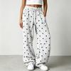 Women's Retro Polka Dot Wide Leg Pants with Elastic Waist, Flowy Casual Trousers for Everyday Wear