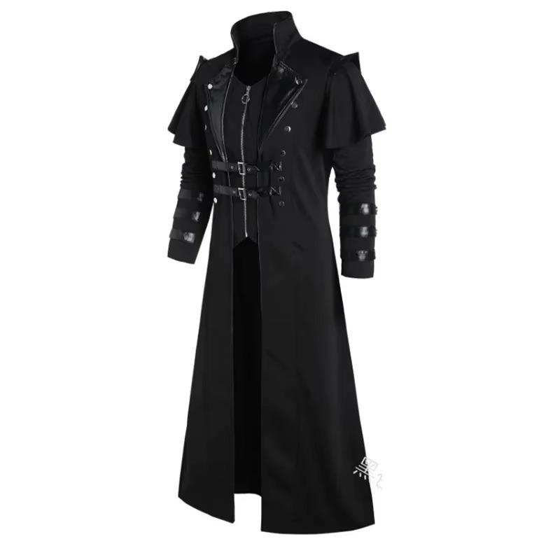 Capospalla Punk Rinascimentale Oggetti di Scena per Spettacoli Teatrali Cappotto Lungo Retro con Spacco Halloween