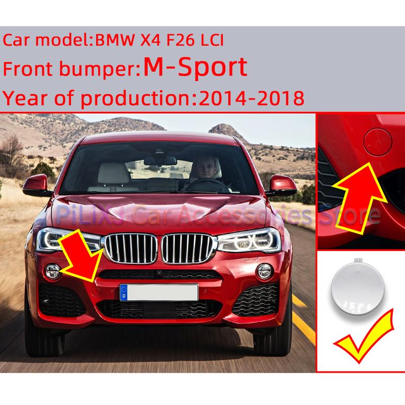 Front Rear Bumper Towing Hook Cover Shell Cap Hauling For BMW X4 F26 LCI M-Sport 2014-2018 #51118065883 51128066750