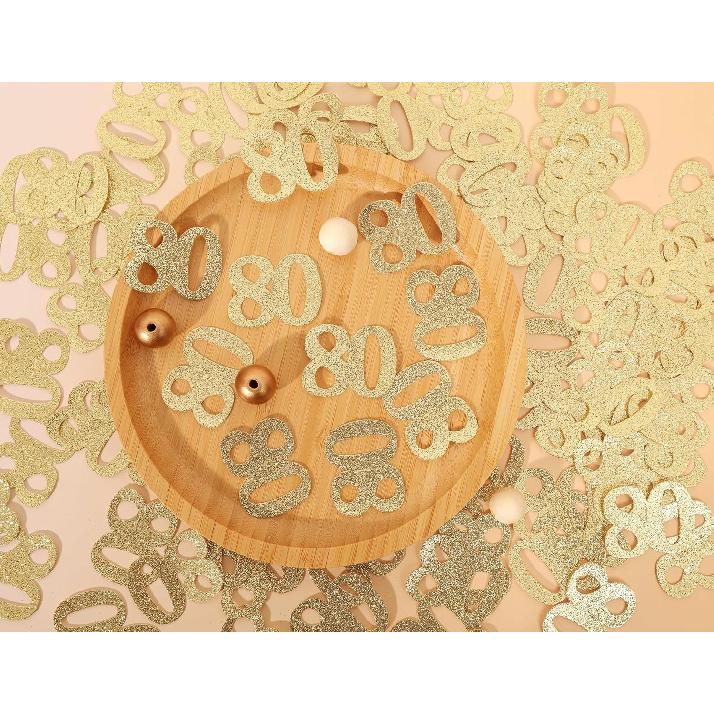 180PCS 80th Birthday Confetti Gold Glitter - 80th party supplies,80th Birthday Party Decorations,80th Birthday confetti,Adult Party Glitter 80th