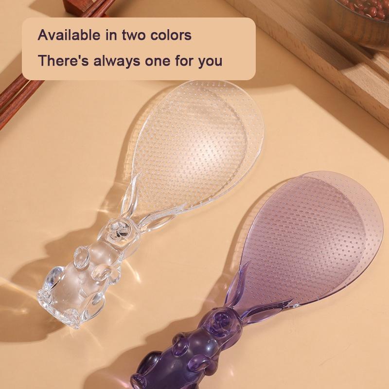 Lovely Standing Rabbit Bunny Shape Handle Rice Paddle Spoon Kitchen Non-Stick Rice Paddle Spoon Plastic Dining Service Scoop