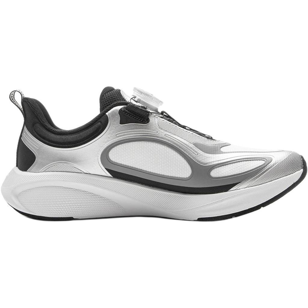 Li Ning Kids Running Fashion Trend Shock Absorbing Breathable Low Top Running Shoes Kids Running Shoes Silver Black White YKFV145-5