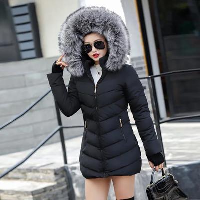 Women Winter and Autumn Artificial Fur Collar Winter Jacket Wear Parkas Outwear Women Long Coats