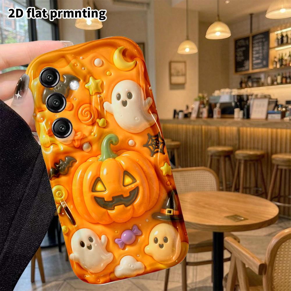 Phone Case: 2D Flat, Suitable for Samsung Galaxy A34 A35 M05 M06 S20 S22 S21 FE Plus 5G Protective Case, Pumpkin Ghost, Perfect Christmas and Hallowee