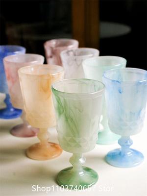 Milk Jade Glass Cup Goblet Glass Wine Glass Colorful Retro Glass Champagne Cocktail Glasses
