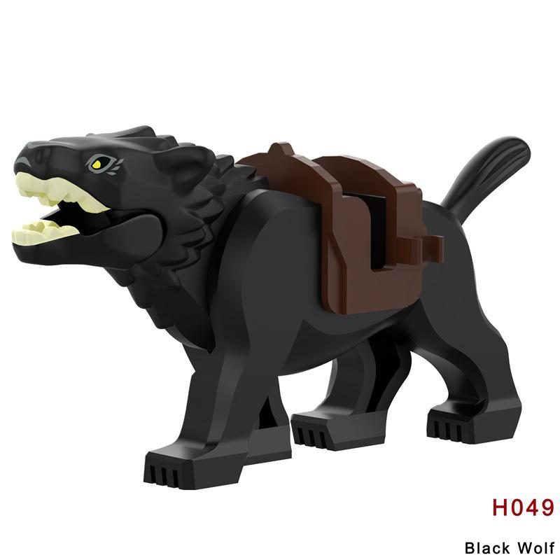 MOC Medieval Wolf Building Blocks Castle Army Knight Soldiers Figures Mount Animal Bricks Toys Gift DF004