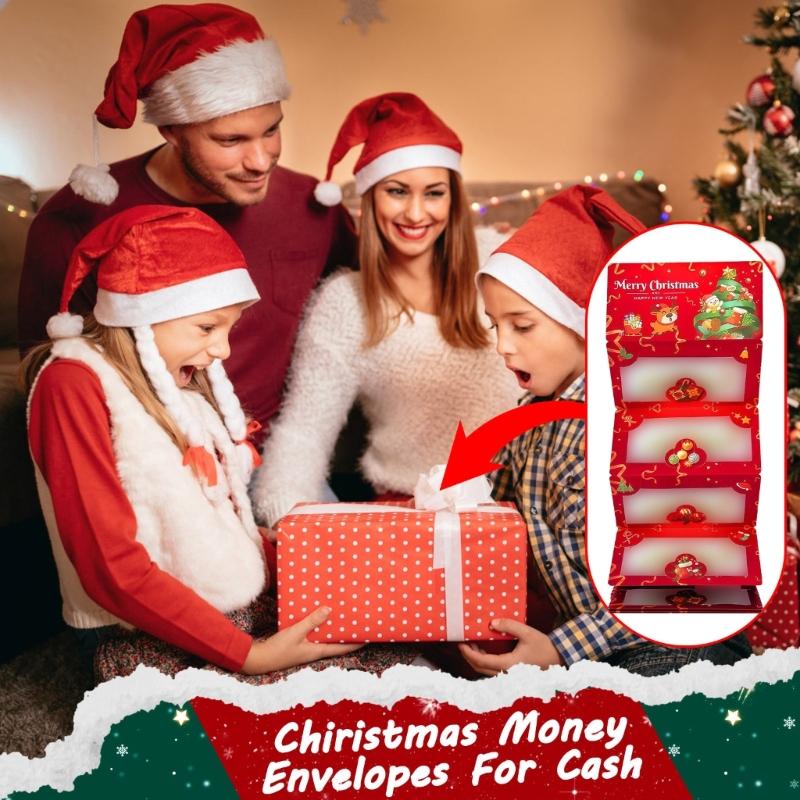 Feiertags-Umschlag mit 6 geheimen Kartentaschen Weihnachts-Geldhalter Unisex Mehrere Fächer Geldhalter