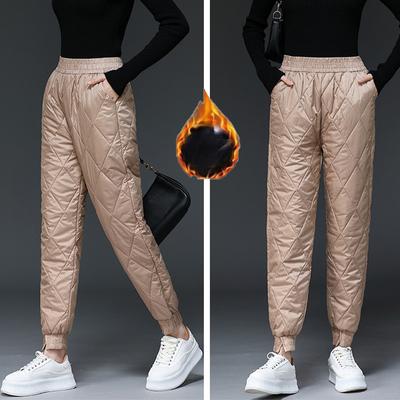 Women's Down Cotton Pants Winter Fashion Thickened Warm High Waist Loose Casual Pants
