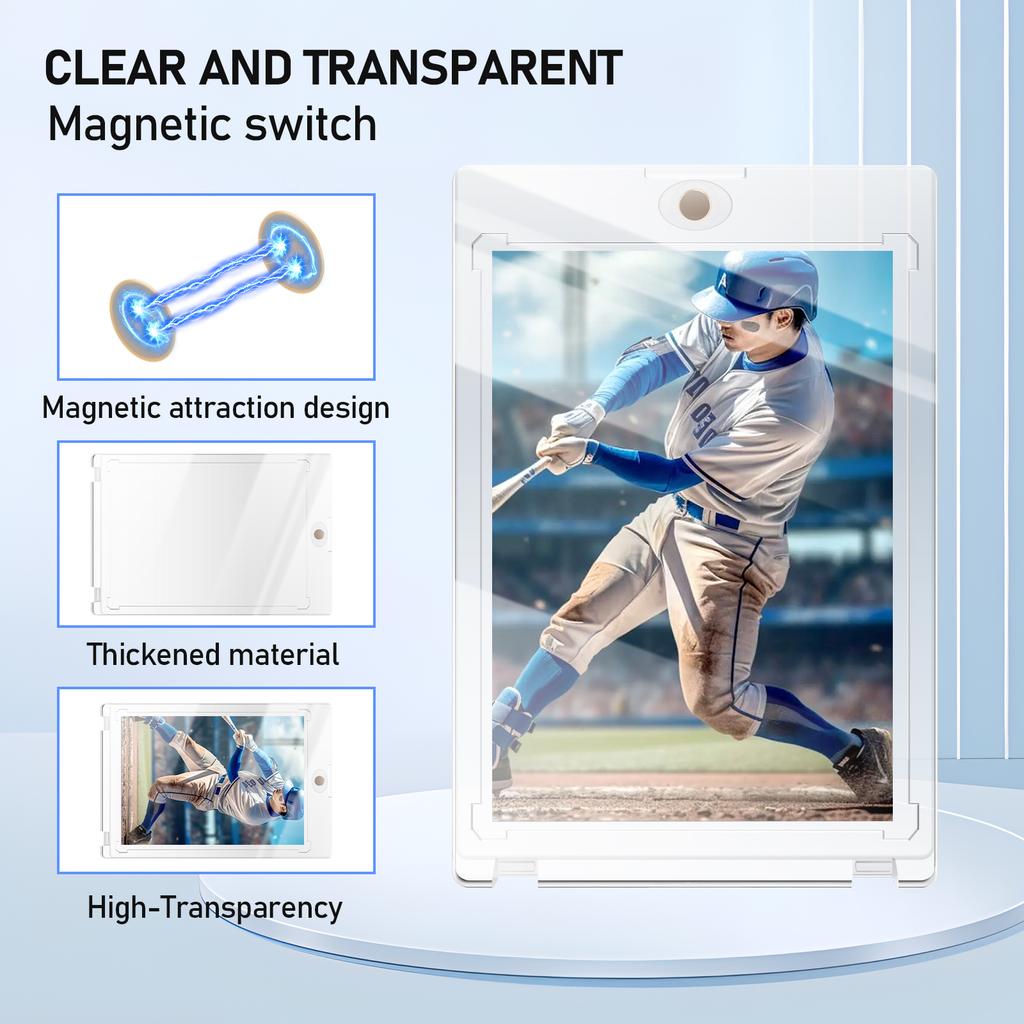 15Pcs Magnetic Card Holder Support Set Protectors Hard Plastic Sleeves Trading Display Case Baseball Football Sports Yugioh Card