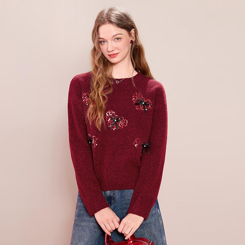 Betu Women's Festive Sequin Bowknit Slimming Top