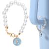 Faux Pearl Letter Cup Pendant Keychain - 26 English Letters