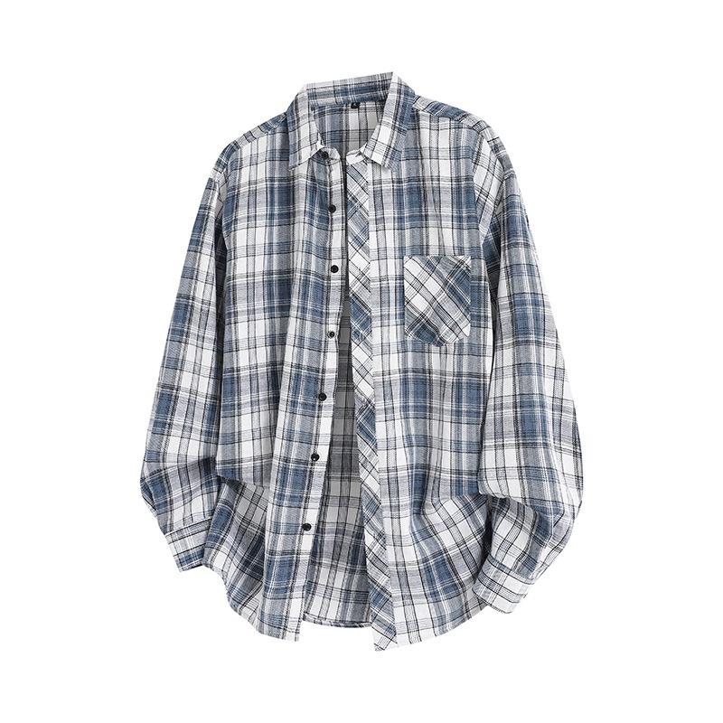 Men S Plaid Loose Drop Shoulder Long Sleeve Casual Shirt Plus Size