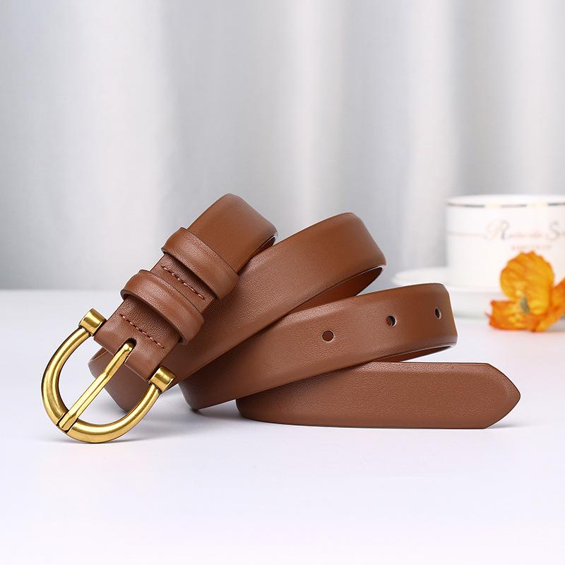 New Minimalist Women'S Belt Leather Fashion Simple Versatile Elegant High Sense First Layer Cowhide Belt Women