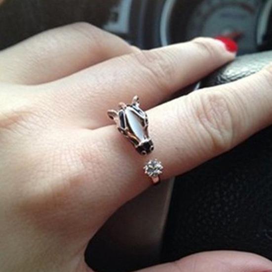 Finger Ring Horse Head Design Opening Adjustable Women Ring 2026 Year of Horse Ring Jewelry Accessories
