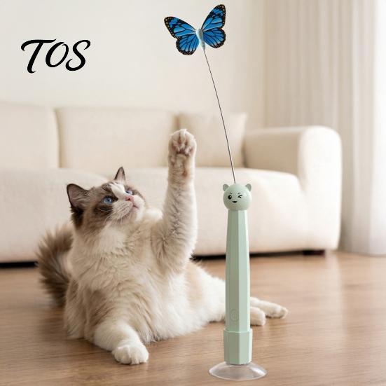Interactive Wand for Cats Electric Butterfly Cat Wand, Rechargeable Toy, 360 Spinning Self-Play Portable Pet Entertainment Products with 2 Modes,