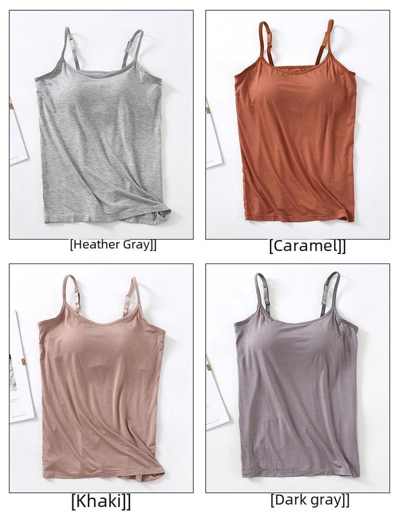 Women's Adjustable Spaghetti Strap Padded Camisole: Wireless Bra Cup, Slimming Fit