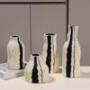 Keramikvase Geometrische Streifen Welle Handgefertigt Unregelmäßige Vase Blumentopf Blumenarrangement Zubehör Heimdekoration