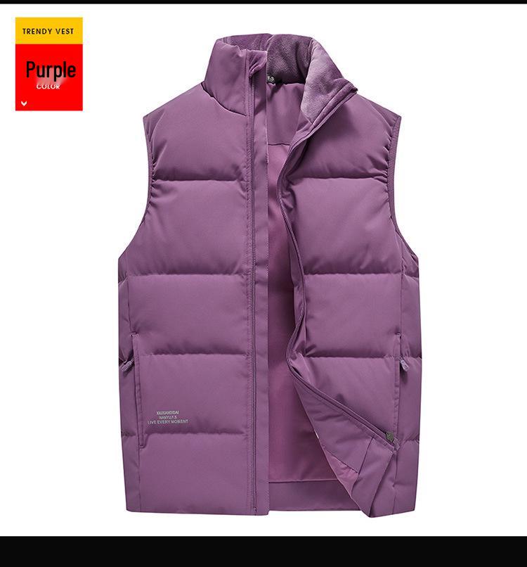 Windproof Korean-Style Unisex Down Vest: Warm, Trendy, Plus Size, Autumn/Winter, Two-way Zipper, for Couples & Teens