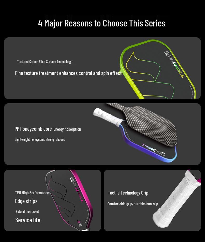 Pickleball Racket T700 Carbon Fiber Matte Silent Set - Professional Paddle Board for Competition