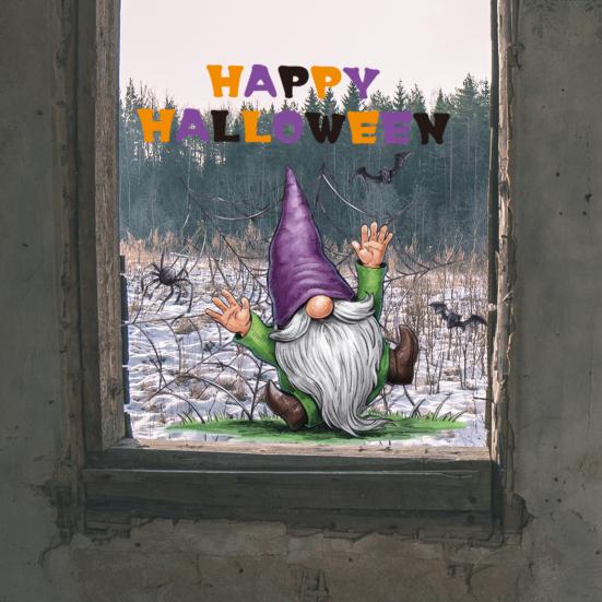 Halloween Window Sticker Removable Static Cling Sticker Cartoon Animal Dwarf