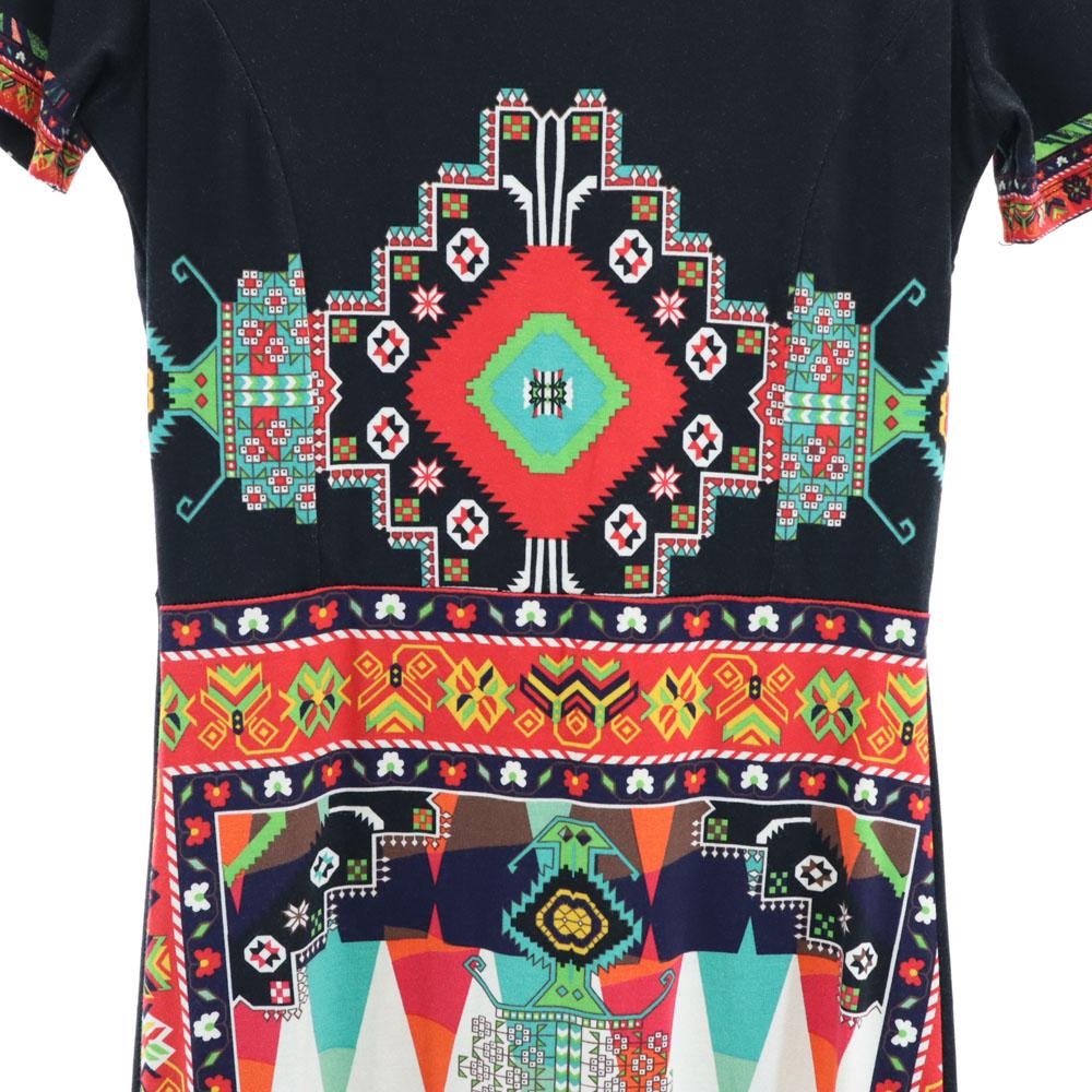 Desigual Short sleeve Knee-length dress XS Navy system Women Used