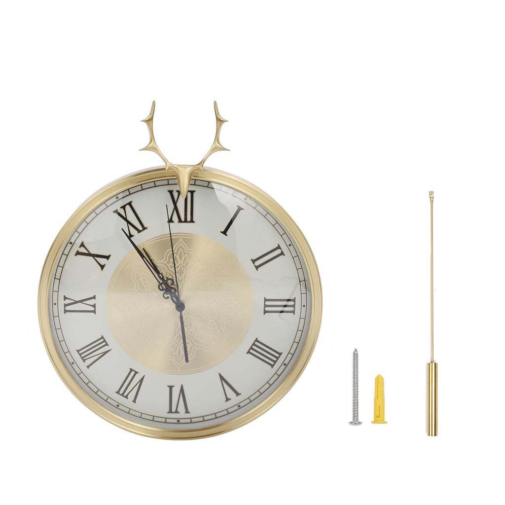 Zegar ścienny cichy miedziany w stylu europejskim zegar wahadłowy z czystej miedzi do wnętrza salonu