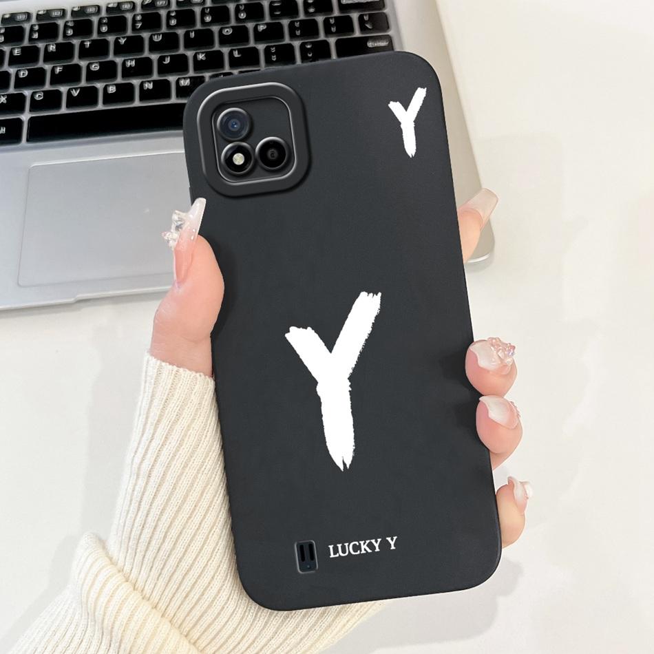 For Realme C11 (2021) Lucky Initial Letter Phone Case For Realme C11 2021 2020 RMX3231 RMX2185 Soft Silicone Shockproof Cases