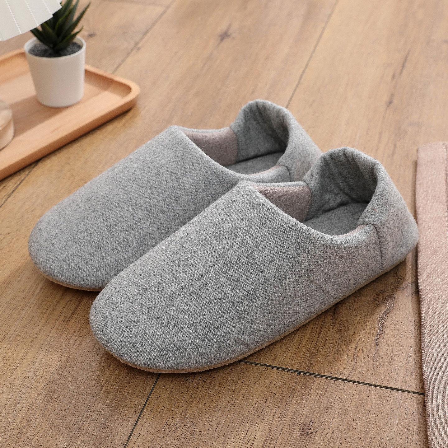 

Замшевые домашние тапочки с мягкой подошвой, машинная стирка - Утолщенный хлопковый каблук для осени/зимы XL: fits size 42-44 серый