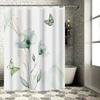 Elegant Floral and Butterfly Design Shower Curtain for Modern Bathroom Decor Waterproof and Mildew Resistant Fabric Bath Curtain