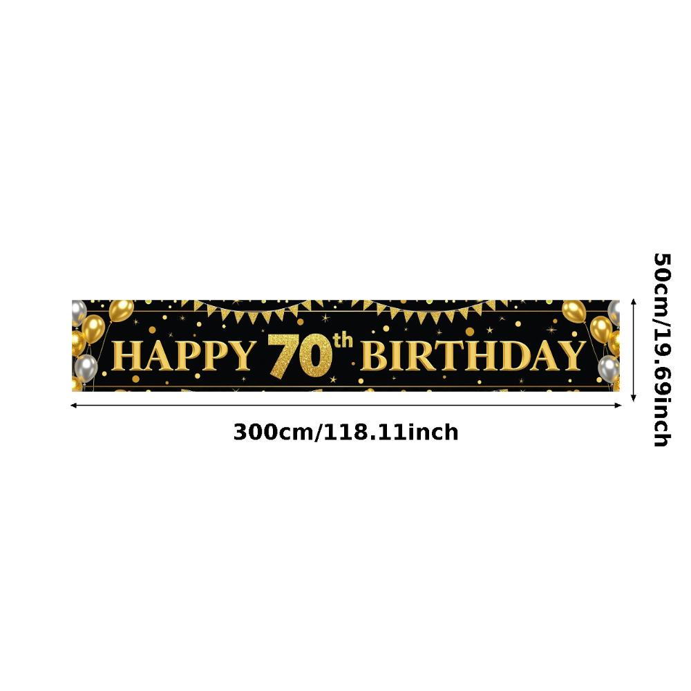 Anniversary Party Banner Reusable Milestone Celebration Banner Happy 70th Birthday Banner Polyester Material For Outdoor