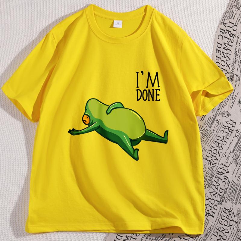 Kawaii Dead Tired Frog T Shirt Cute Sleepy Cotton Short Sleeve Tshirt Streetwear Trendy Round Neck Graphic Tees Male Clothing