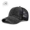 Criss Cross Hat Washed Distressed Baseball Cap Ponytail Hat High Messy Bun Ponycap for Women