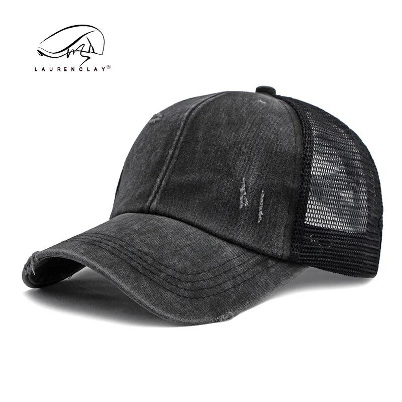 Criss Cross Hat Washed Distressed Baseball Cap Ponytail Hat High Messy Bun Ponycap for Women