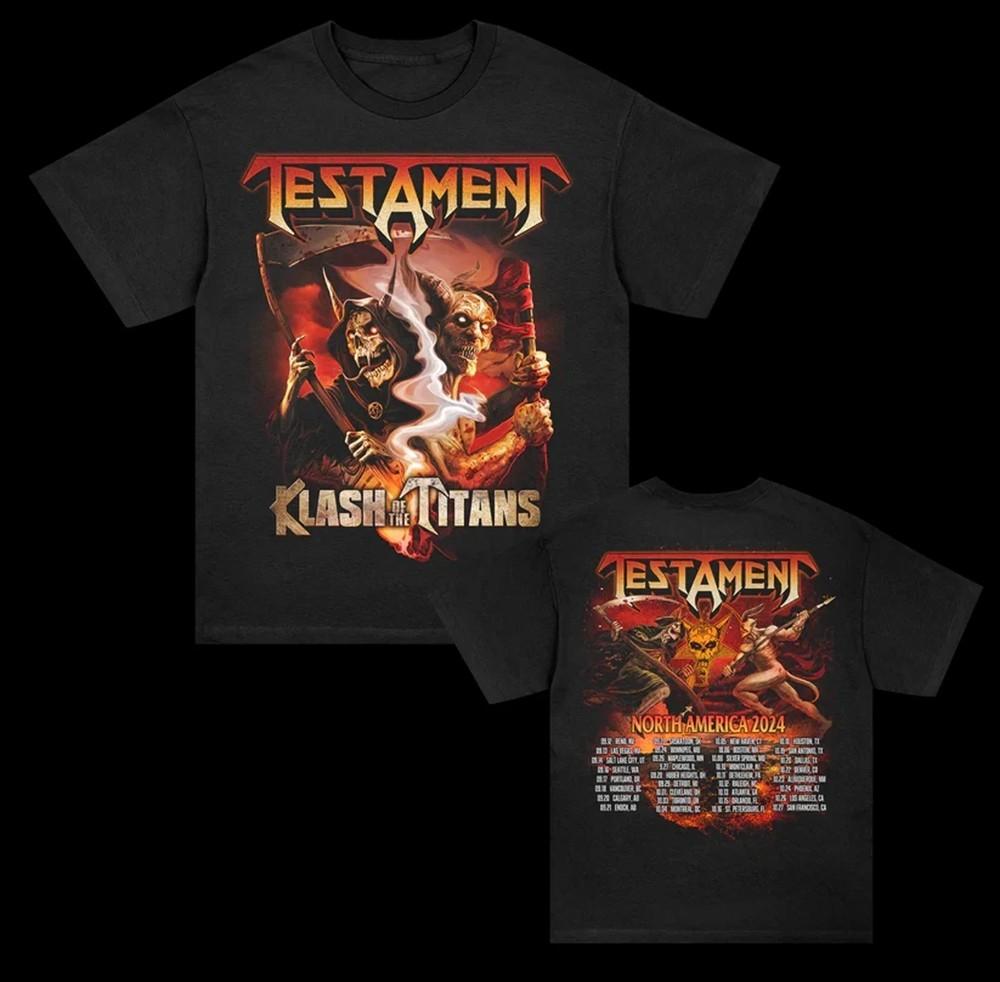 Testament Clash Of The Titans Двусторонняя Черная Хлопковая Футболка Полного Размера S-5XL Унисекс XXXL