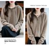 Women's Thick Wool Zipper Hooded Cardigan: Autumn/Winter Fashion, Loose Knit, Long Sleeve Sweater Coat.