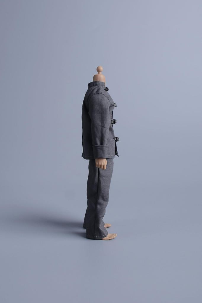 112 Scale MaleFemale Unisex Articulated Action Figure Costume: Tang Dynasty Suit, 6-inch Tunic Suit, Kung Fu Suit, Chinese Suit, Gray (Body, Head,